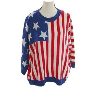Forever 21 Unisex Sweater Size Small USA American Flag Stars Stripes Patriotic